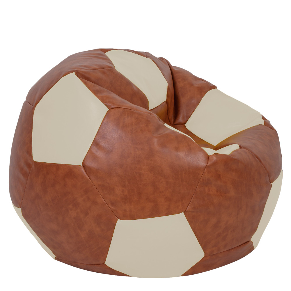 Fotoliu puf Mega Ball - imitatie piele - coniac/crem Fotoliu puf Mega Ball - imitatie piele - coniac/crem