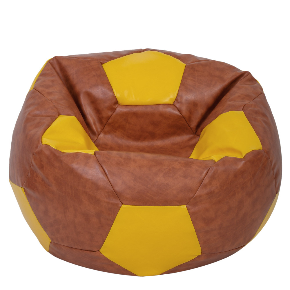 Fotoliu puf Mega Ball - imitatie piele - coniac/galben Fotoliu puf Mega Ball - imitatie piele - coniac/galben