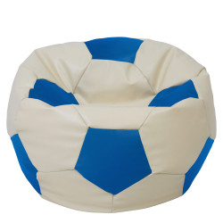 Fotoliu puf Mega Ball - imitatie piele - crem/albastru Fotoliu puf Mega Ball - imitatie piele - crem/albastru
