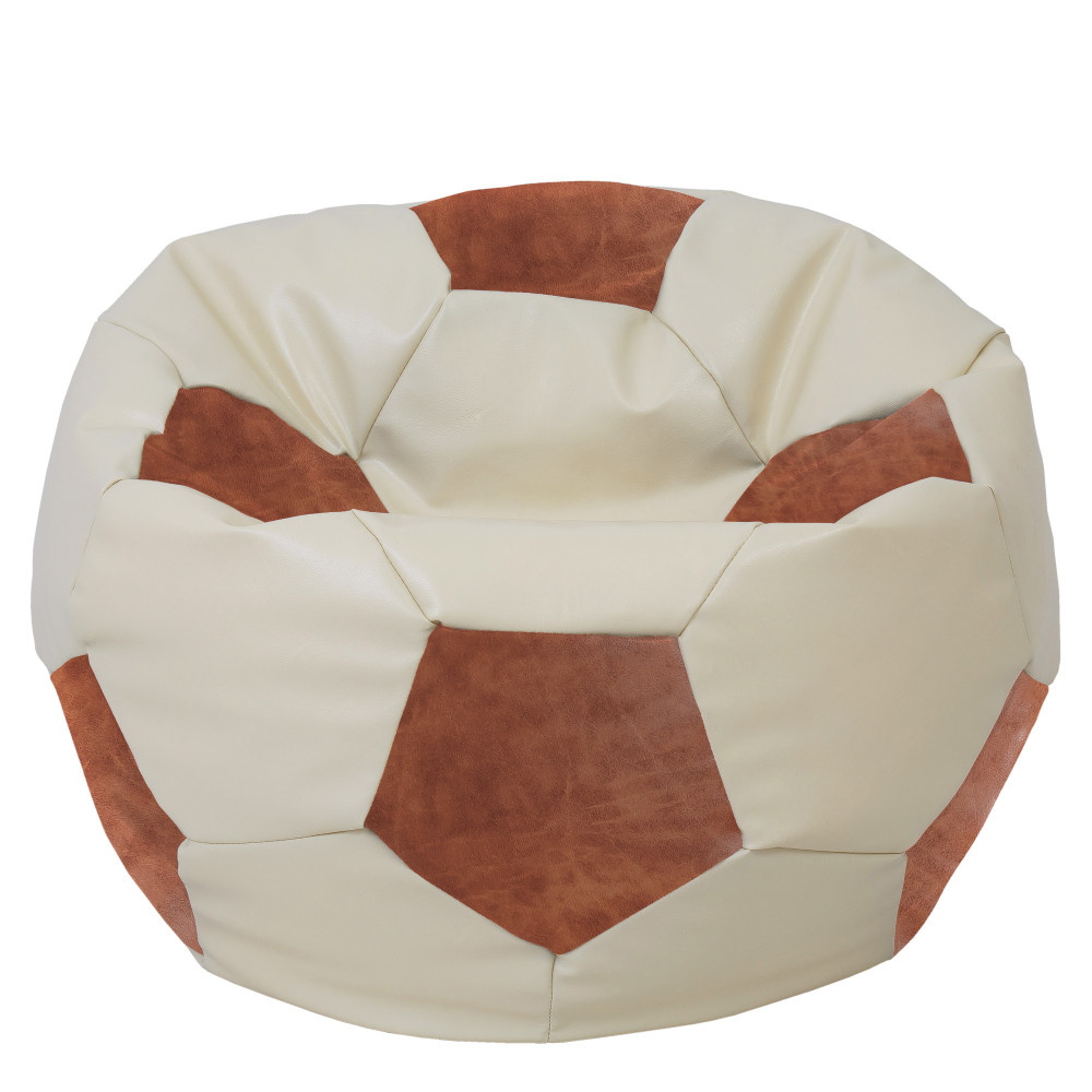 Fotoliu puf Mega Ball - imitatie piele - crem/coniac Fotoliu puf Mega Ball - imitatie piele - crem/coniac