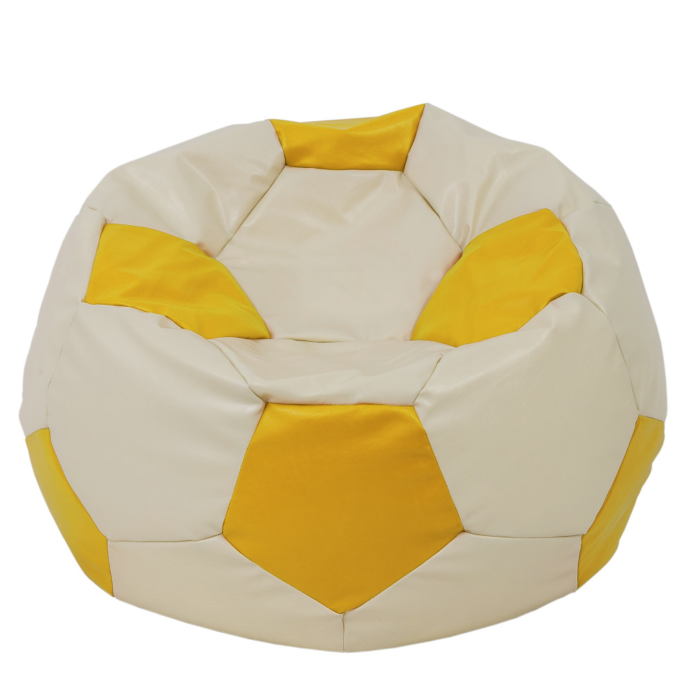 Fotoliu puf Mega Ball - imitatie piele - crem/galben Fotoliu puf Mega Ball - imitatie piele - crem/galben