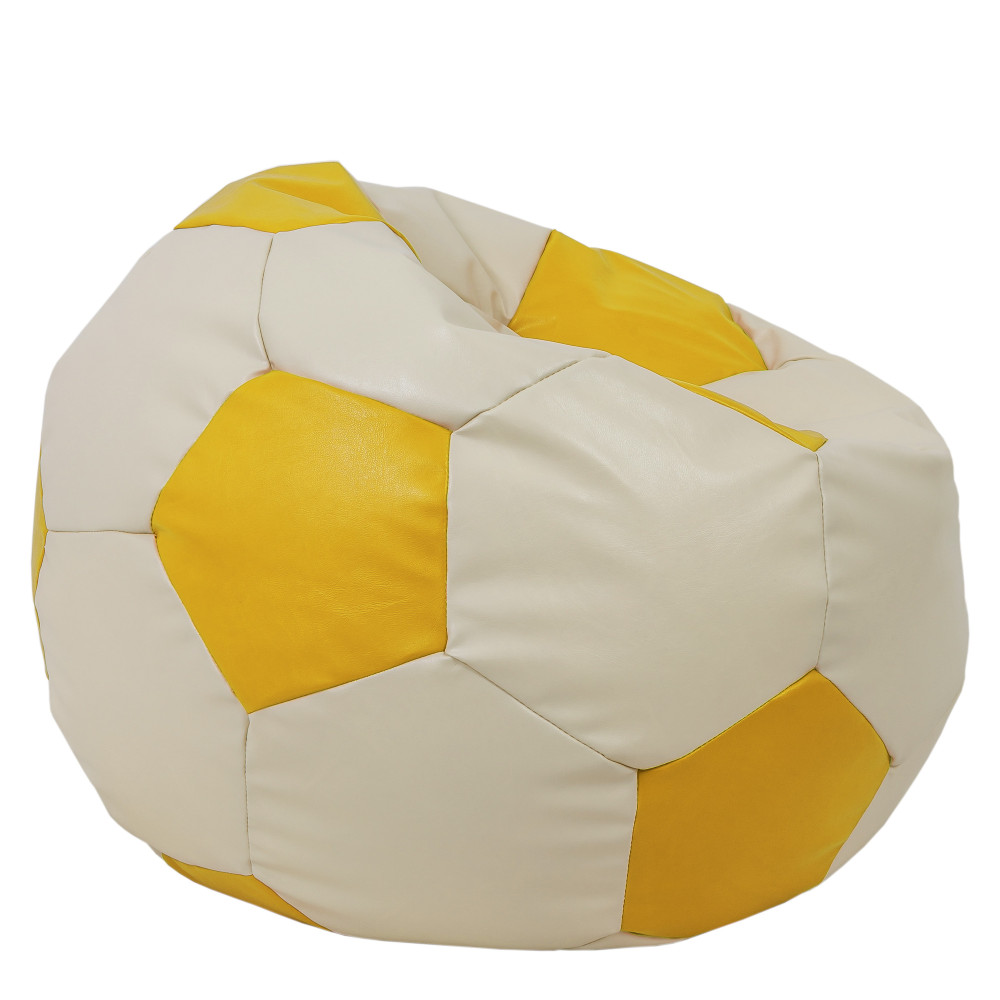Fotoliu puf Mega Ball - imitatie piele - crem/galben Fotoliu puf Mega Ball - imitatie piele - crem/galben