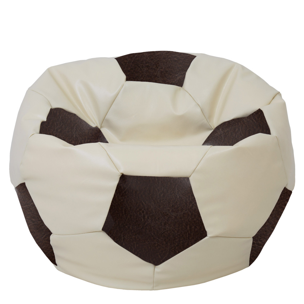 Fotoliu puf Mega Ball - imitatie piele - crem/maro Fotoliu puf Mega Ball - imitatie piele - crem/maro