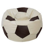 Fotoliu puf Mega Ball - imitatie piele - crem/maro