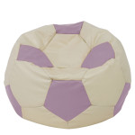 Fotoliu puf Mega Ball - imitatie piele - crem/mov