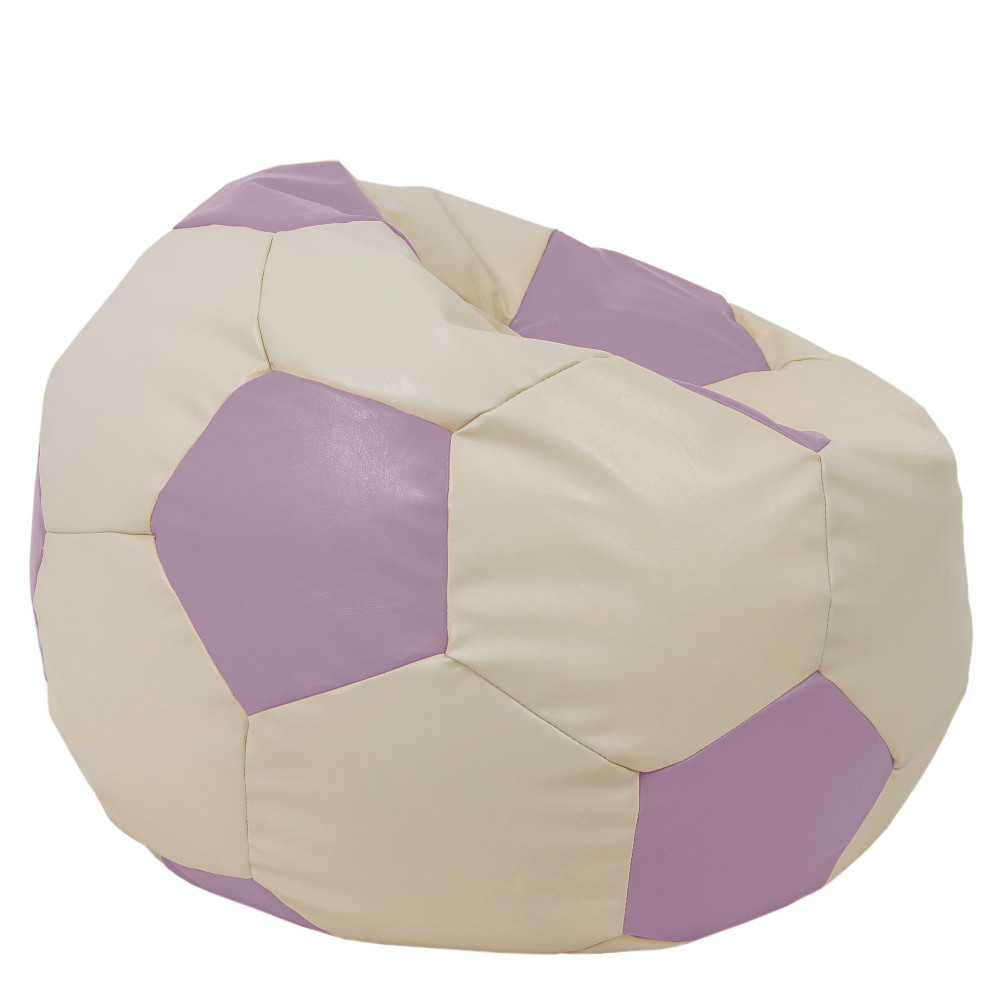 Fotoliu puf Mega Ball - imitatie piele - crem/mov Fotoliu puf Mega Ball - imitatie piele - crem/mov