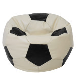 Fotoliu puf Mega Ball - imitatie piele - crem/negru