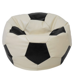 Fotoliu puf Mega Ball - imitatie piele - crem/negru Fotoliu puf Mega Ball - imitatie piele - crem/negru