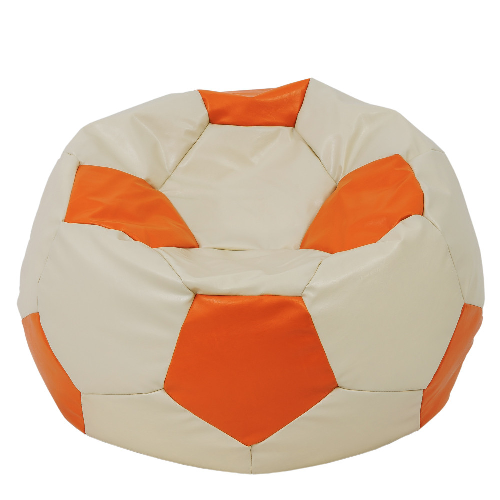 Fotoliu puf Mega Ball - imitatie piele - crem/portocaliu Fotoliu puf Mega Ball - imitatie piele - crem/portocaliu