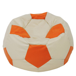 Fotoliu puf Mega Ball - imitatie piele - crem/portocaliu Fotoliu puf Mega Ball - imitatie piele - crem/portocaliu