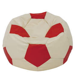 Fotoliu puf Mega Ball - imitatie piele - crem/rosu Fotoliu puf Mega Ball - imitatie piele - crem/rosu