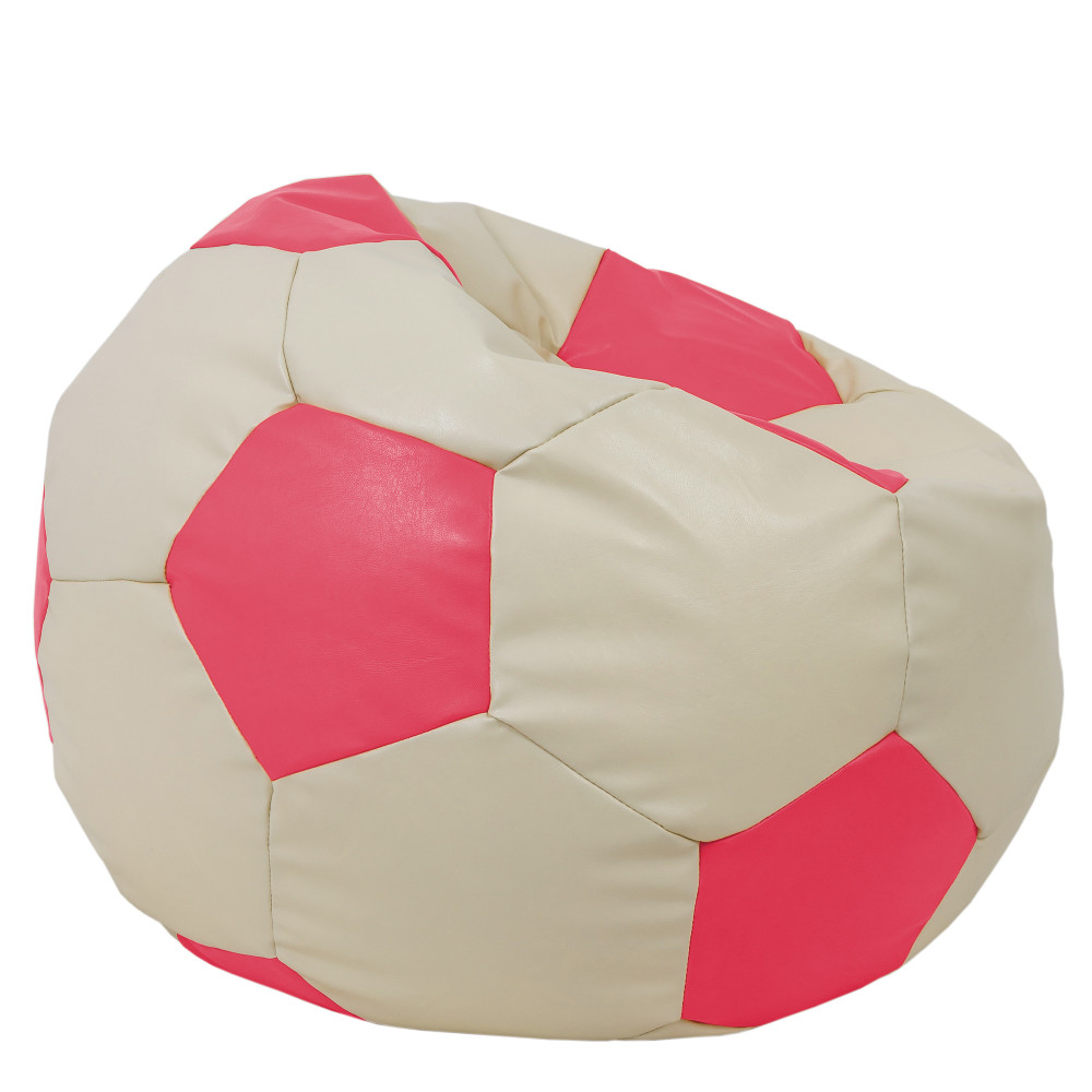 Fotoliu puf Mega Ball - imitatie piele - crem/roz Fotoliu puf Mega Ball - imitatie piele - crem/roz