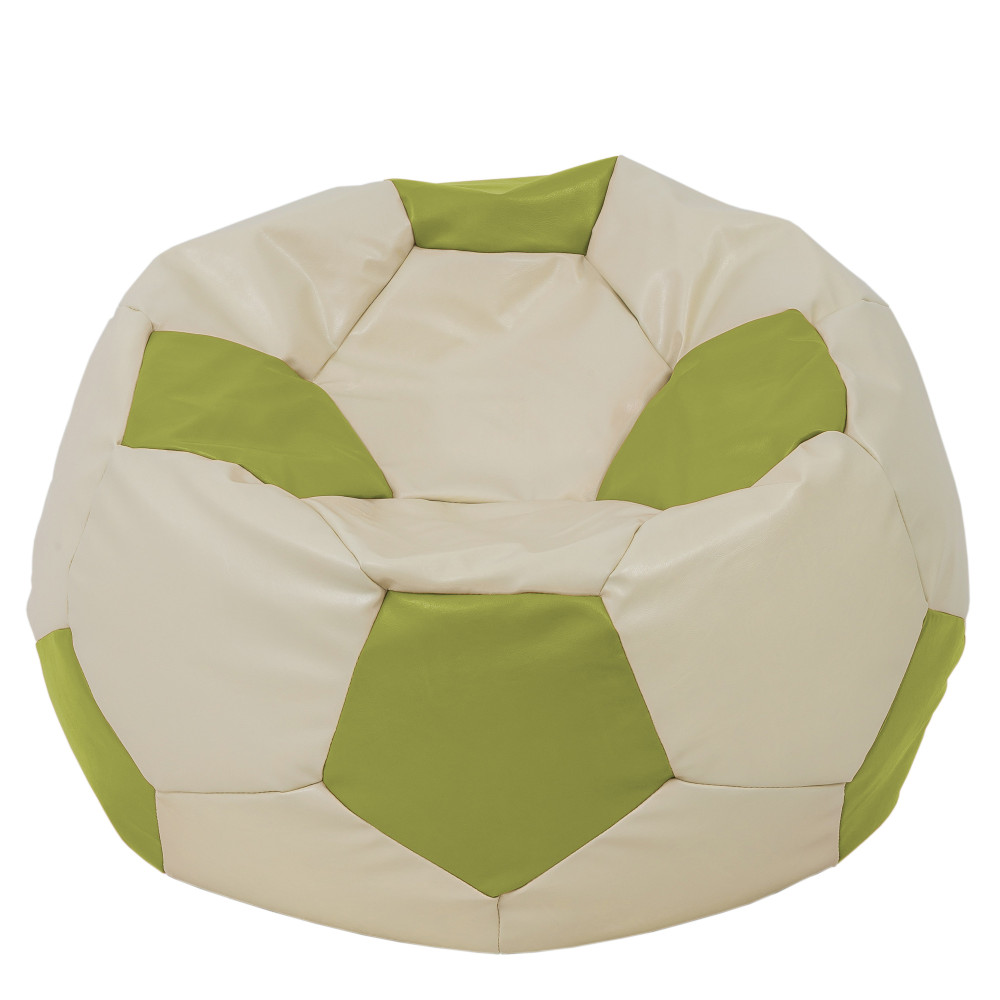Fotoliu puf Mega Ball - imitatie piele - crem/verde Fotoliu puf Mega Ball - imitatie piele - crem/verde