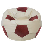 Fotoliu puf Mega Ball - imitatie piele - crem/bordo