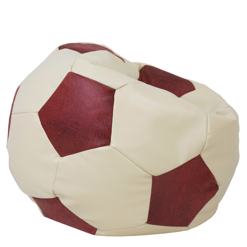 Fotoliu puf Mega Ball - imitatie piele - crem/bordo Fotoliu puf Mega Ball - imitatie piele - crem/bordo