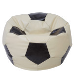 Fotoliu puf Mega Ball - imitatie piele - crem/wenge