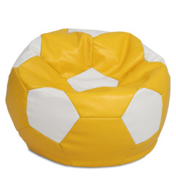 Fotoliu puf Mega Ball - imitatie piele - galben/alb Fotoliu puf Mega Ball - imitatie piele - galben/alb