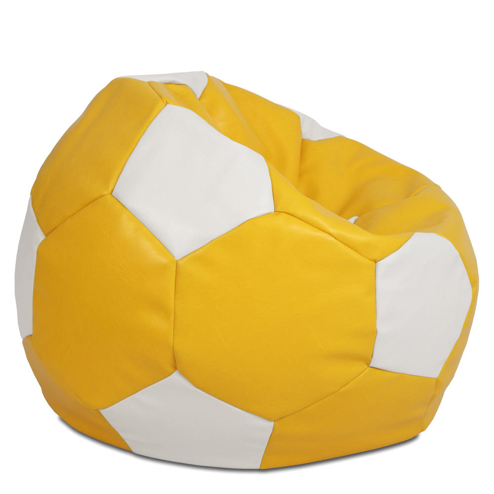 Fotoliu puf Mega Ball - imitatie piele - galben/alb Fotoliu puf Mega Ball - imitatie piele - galben/alb