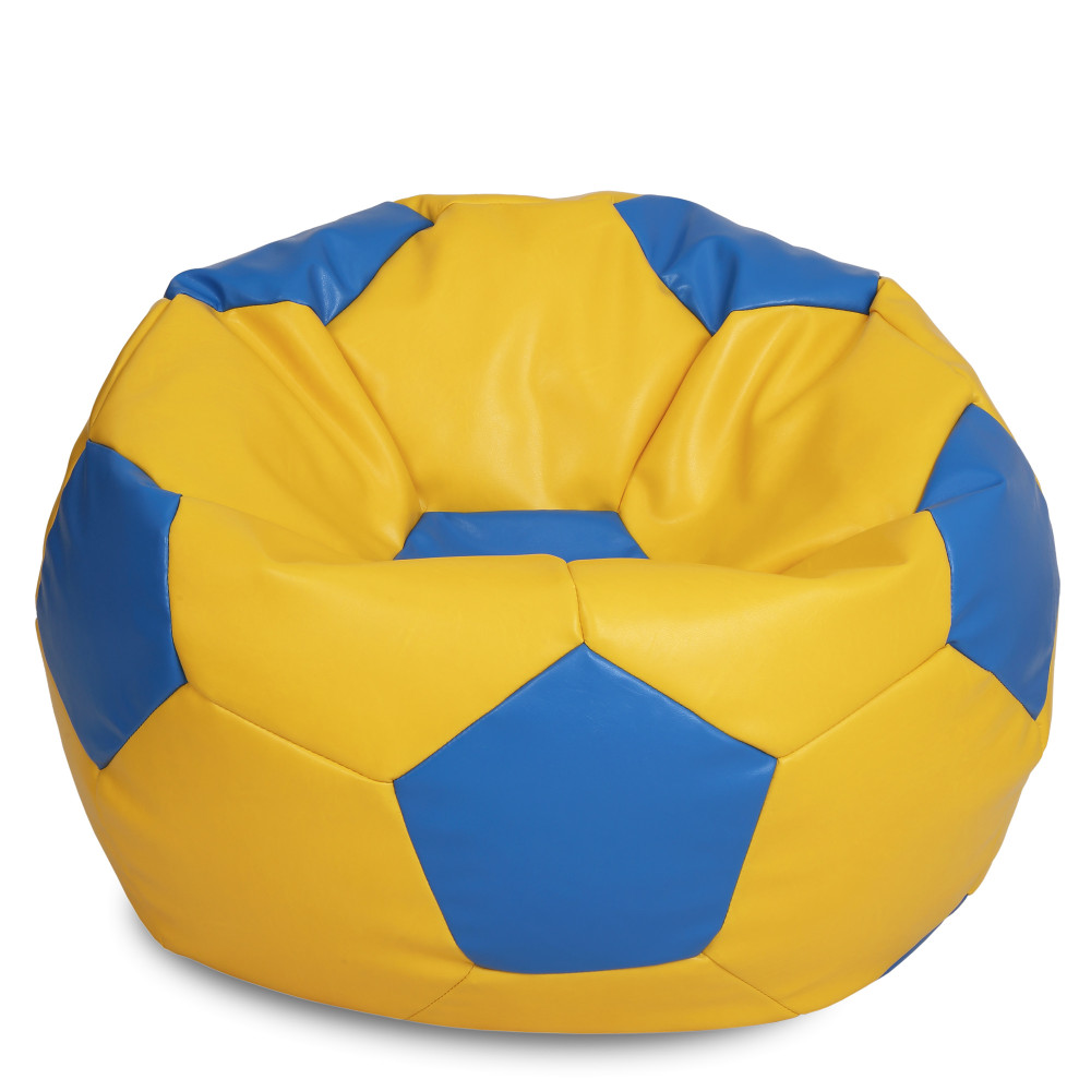 Fotoliu puf Mega Ball - imitatie piele - galben/albastru Fotoliu puf Mega Ball - imitatie piele - galben/albastru