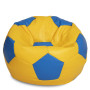 Fotoliu puf Mega Ball - imitatie piele - galben/albastru Fotoliu puf Mega Ball - imitatie piele - galben/albastru