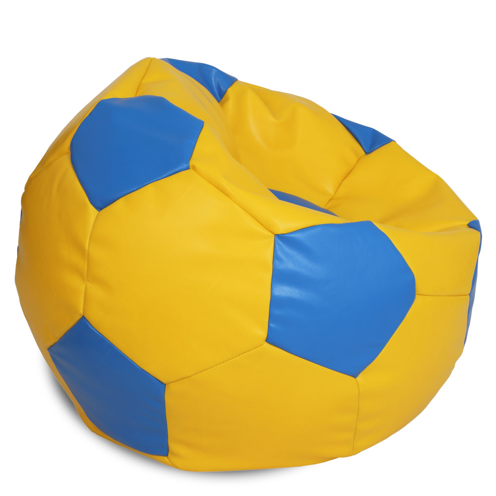 Fotoliu puf Mega Ball - imitatie piele - galben/albastru Fotoliu puf Mega Ball - imitatie piele - galben/albastru
