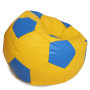 Fotoliu puf Mega Ball - imitatie piele - galben/albastru Fotoliu puf Mega Ball - imitatie piele - galben/albastru