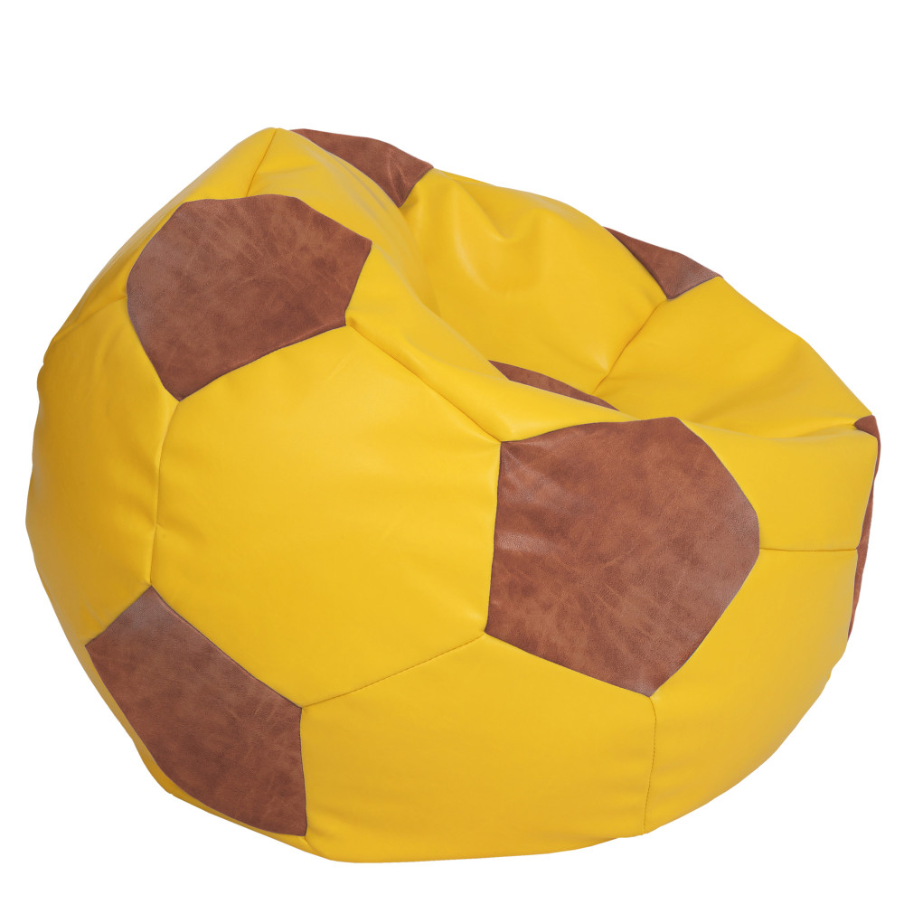 Fotoliu puf Mega Ball - imitatie piele - galben/coniac Fotoliu puf Mega Ball - imitatie piele - galben/coniac