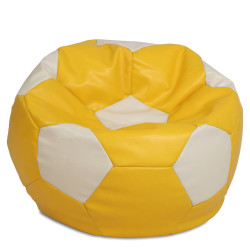 Fotoliu puf Mega Ball - imitatie piele - galben/crem Fotoliu puf Mega Ball - imitatie piele - galben/crem