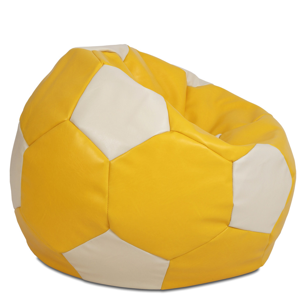 Fotoliu puf Mega Ball - imitatie piele - galben/crem Fotoliu puf Mega Ball - imitatie piele - galben/crem