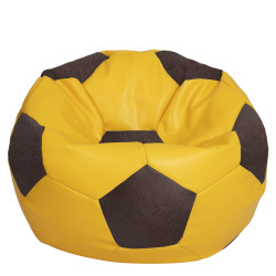 Fotoliu puf Mega Ball - imitatie piele - galben/maro Fotoliu puf Mega Ball - imitatie piele - galben/maro
