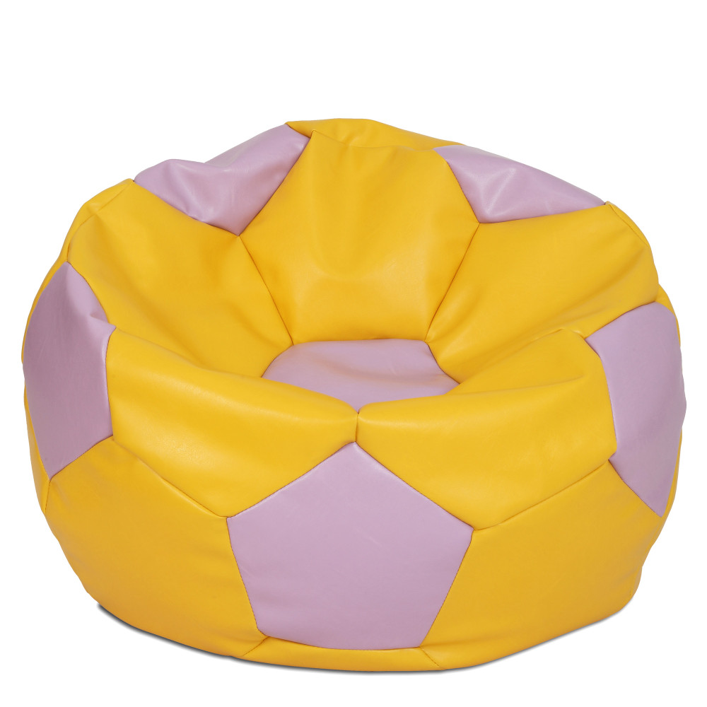 Fotoliu puf Mega Ball - imitatie piele - galben/mov Fotoliu puf Mega Ball - imitatie piele - galben/mov