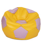 Fotoliu puf Mega Ball - imitatie piele - galben/mov