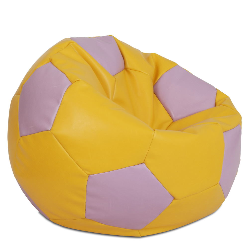 Fotoliu puf Mega Ball - imitatie piele - galben/mov Fotoliu puf Mega Ball - imitatie piele - galben/mov