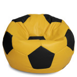 Fotoliu puf Mega Ball - imitatie piele - galben/negru