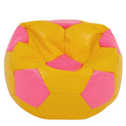 Fotoliu puf Mega Ball - imitatie piele - galben/roz Fotoliu puf Mega Ball - imitatie piele - galben/roz