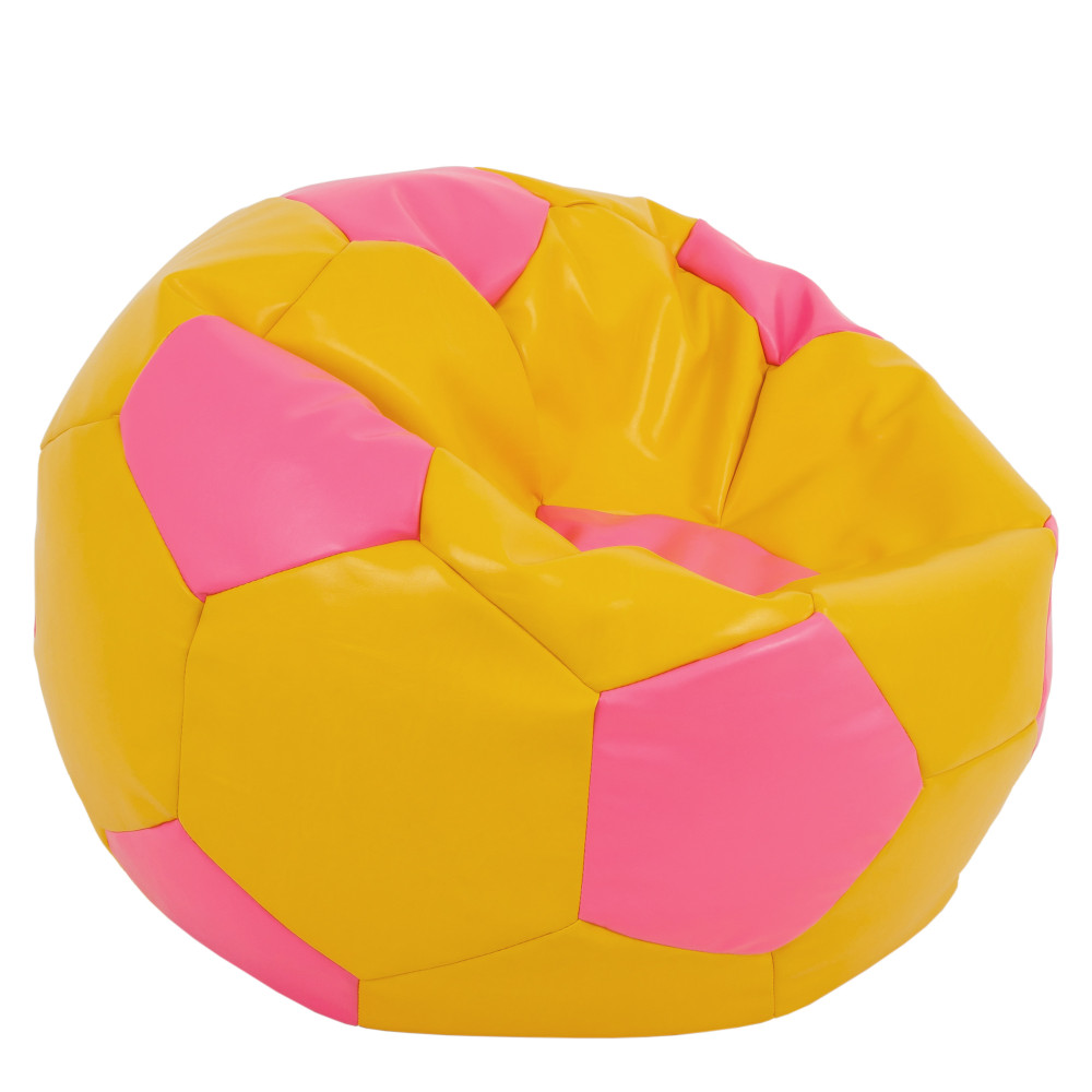 Fotoliu puf Mega Ball - imitatie piele - galben/roz Fotoliu puf Mega Ball - imitatie piele - galben/roz