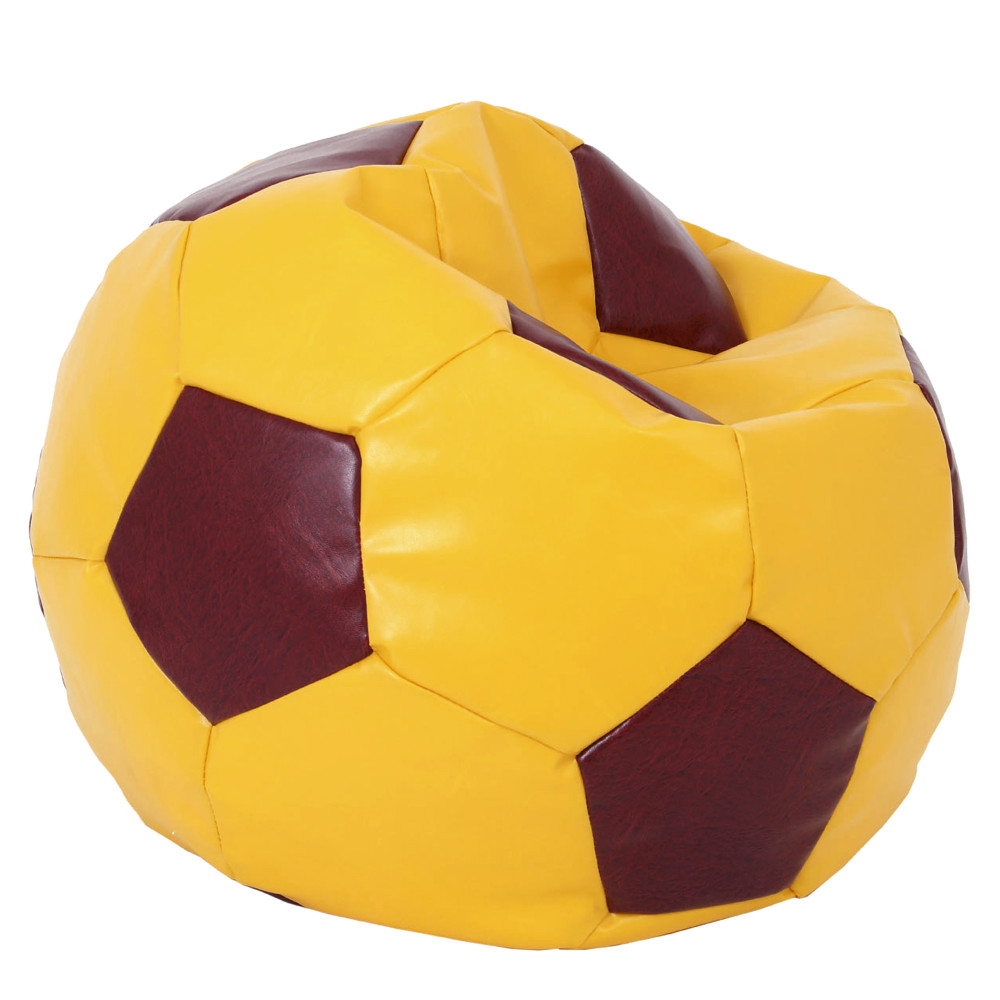 Fotoliu puf Mega Ball - imitatie piele - galben/bordo Fotoliu puf Mega Ball - imitatie piele - galben/bordo