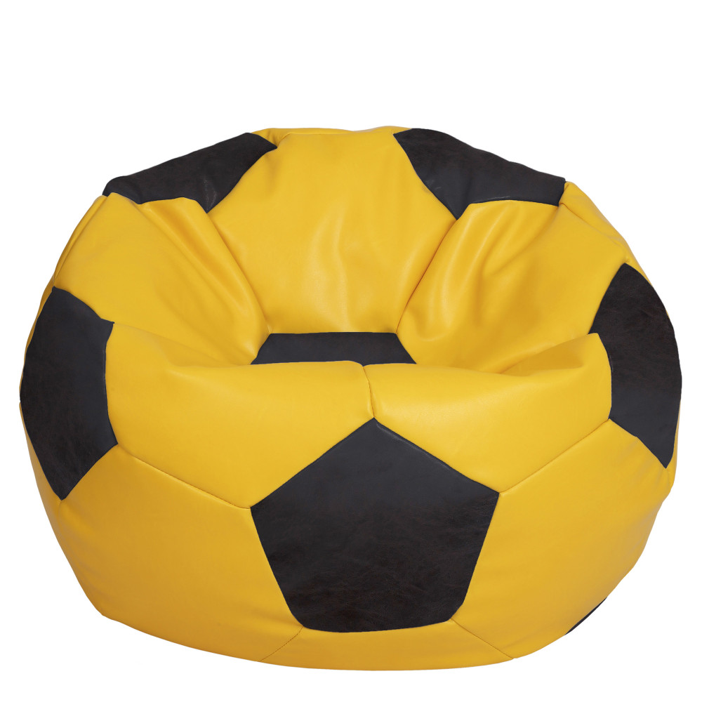 Fotoliu puf Mega Ball - imitatie piele - galben/wenge Fotoliu puf Mega Ball - imitatie piele - galben/wenge