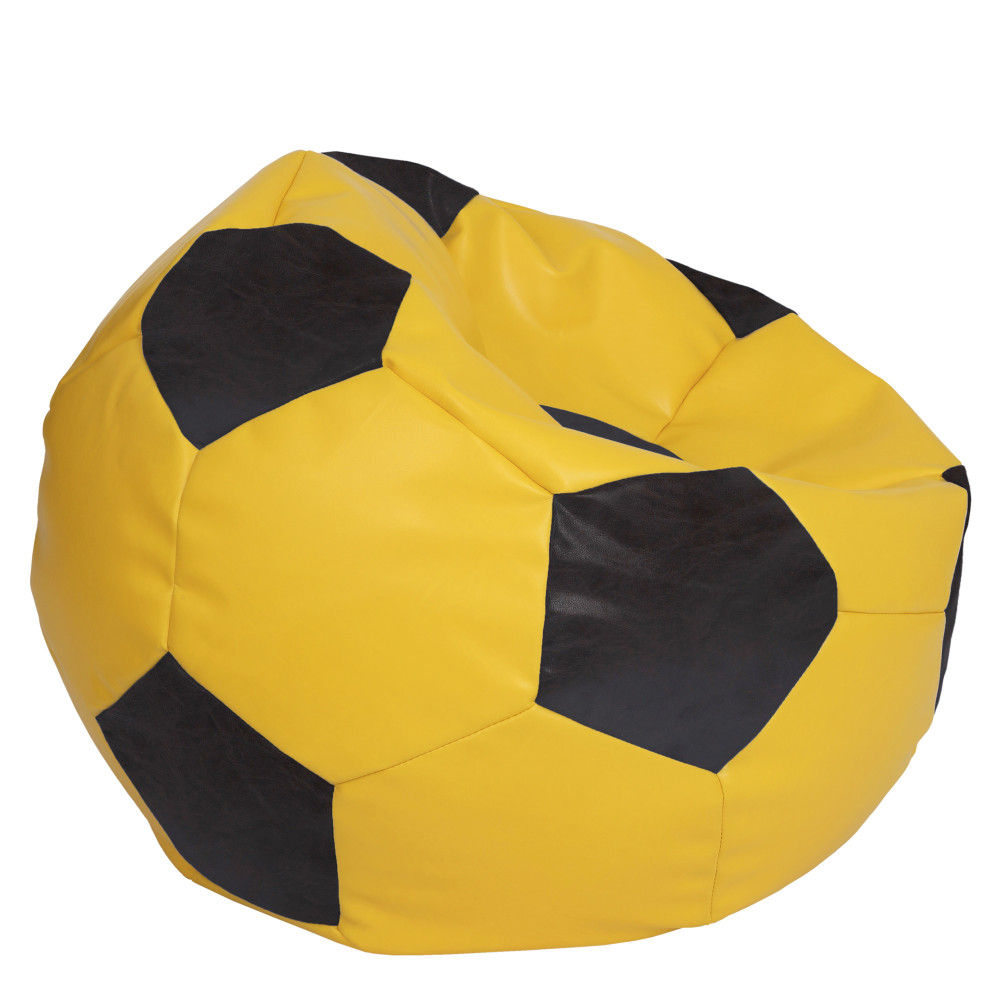 Fotoliu puf Mega Ball - imitatie piele - galben/wenge Fotoliu puf Mega Ball - imitatie piele - galben/wenge