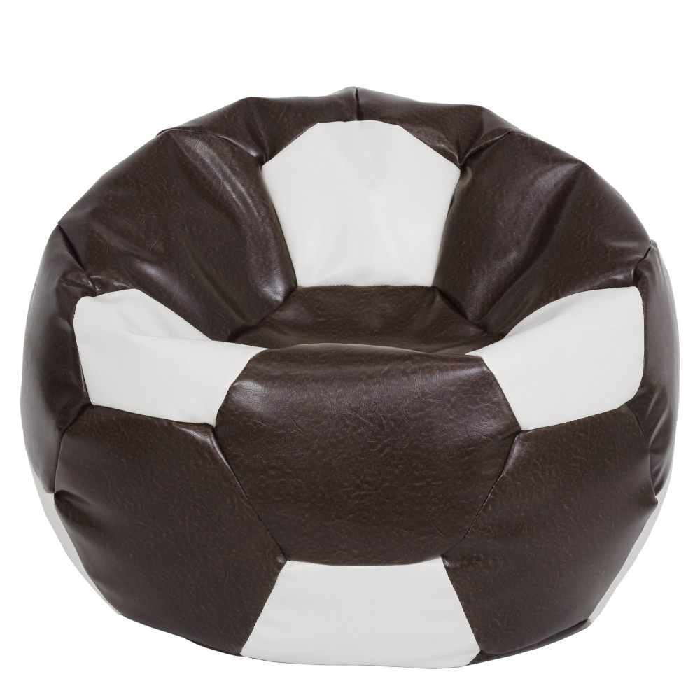 Fotoliu puf Mega Ball - imitatie piele - maro/alb Fotoliu puf Mega Ball - imitatie piele - maro/alb