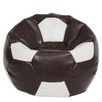 Fotoliu puf Mega Ball - imitatie piele - maro/alb