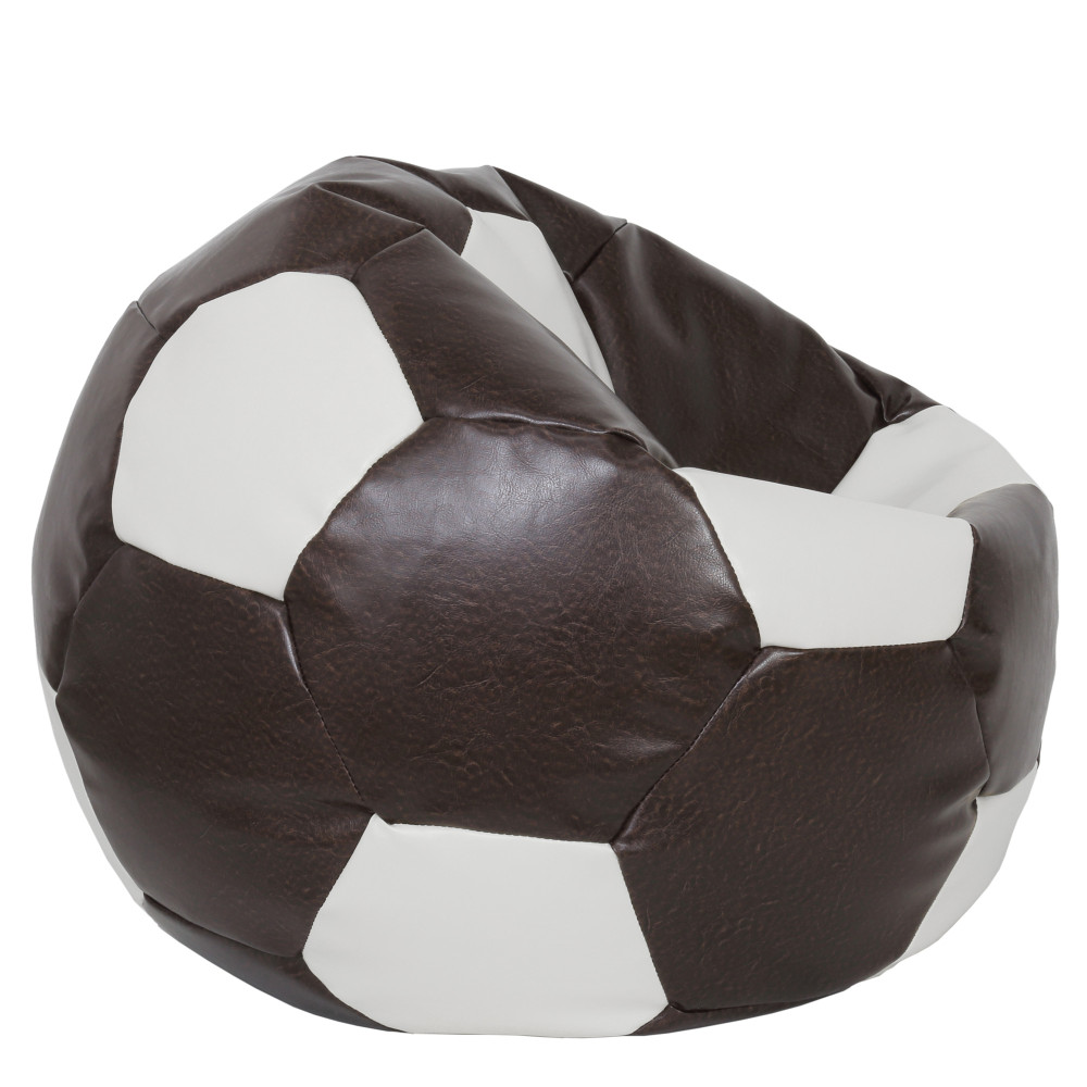 Fotoliu puf Mega Ball - imitatie piele - maro/alb Fotoliu puf Mega Ball - imitatie piele - maro/alb