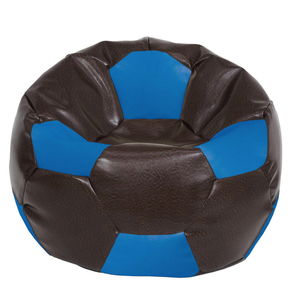 Fotoliu puf Mega Ball - imitatie piele - maro/albastru Fotoliu puf Mega Ball - imitatie piele - maro/albastru