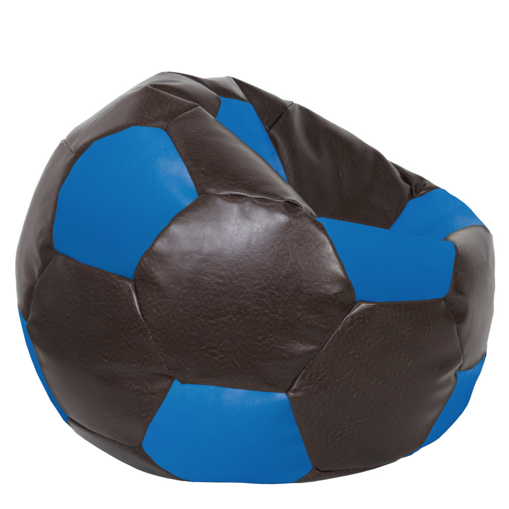 Fotoliu puf Mega Ball - imitatie piele - maro/albastru Fotoliu puf Mega Ball - imitatie piele - maro/albastru