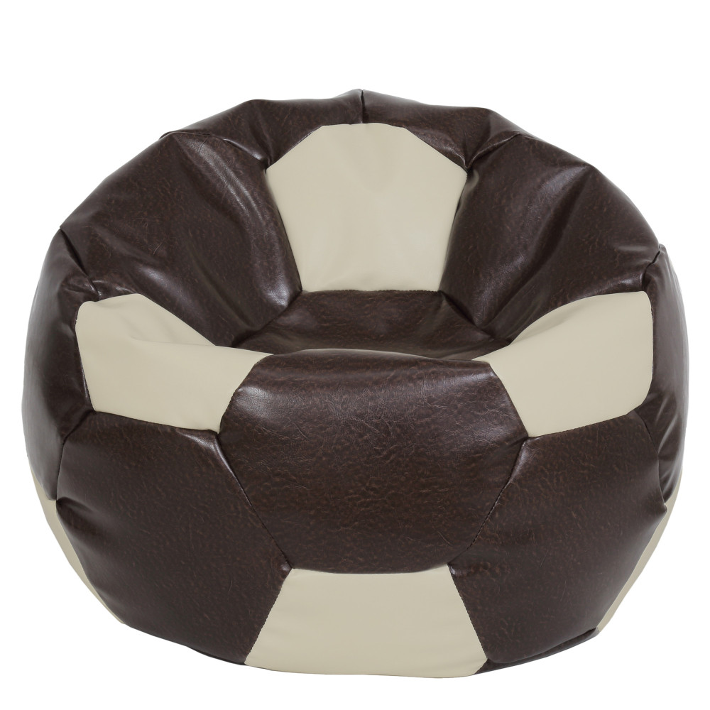Fotoliu puf Mega Ball - imitatie piele - maro/crem Fotoliu puf Mega Ball - imitatie piele - maro/crem
