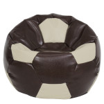 Fotoliu puf Mega Ball - imitatie piele - maro/crem