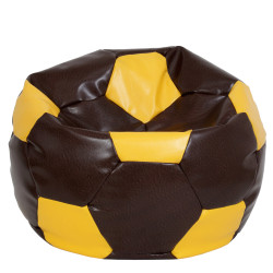 Fotoliu puf Mega Ball - imitatie piele - maro/galben Fotoliu puf Mega Ball - imitatie piele - maro/galben