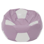 Fotoliu puf Mega Ball - imitatie piele - mov/alb