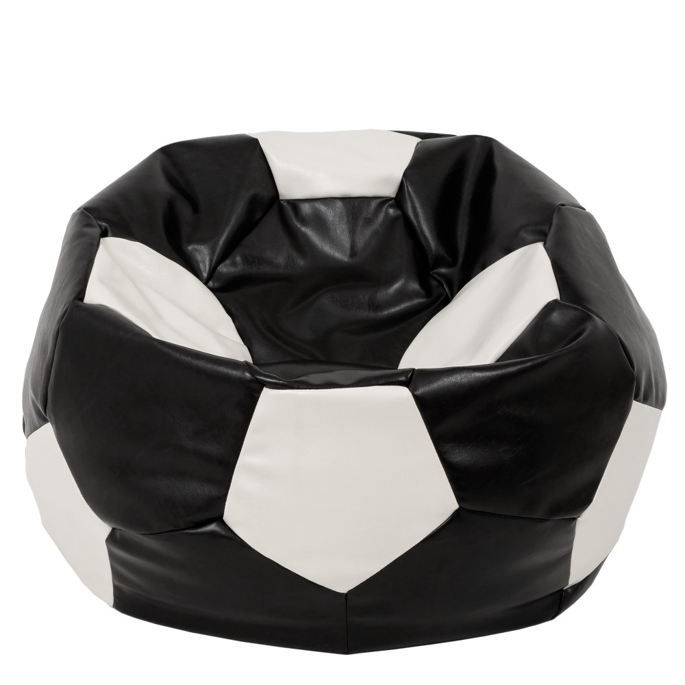Fotoliu puf Mega Ball - imitatie piele - negru/alb Fotoliu puf Mega Ball - imitatie piele - negru/alb