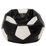 Fotoliu puf Mega Ball - imitatie piele - negru/alb